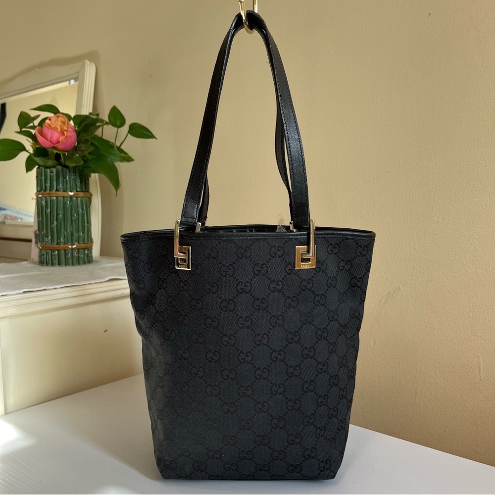 Vintage Gucci Shoulder GG Logo Fabric Small Tote Bag Tom Ford